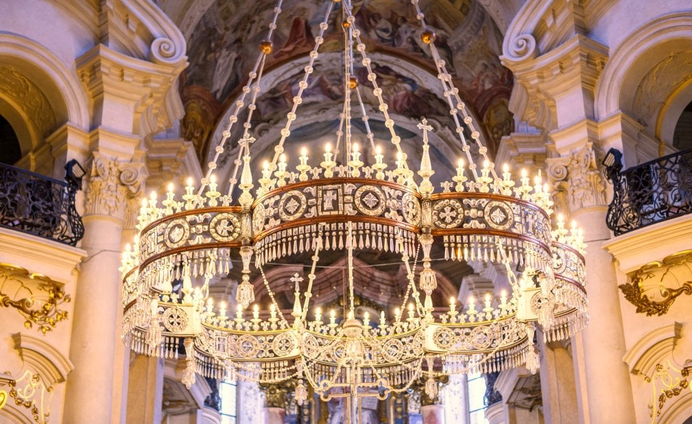 Chandelier in St. Nicholas Church on Old Town Square